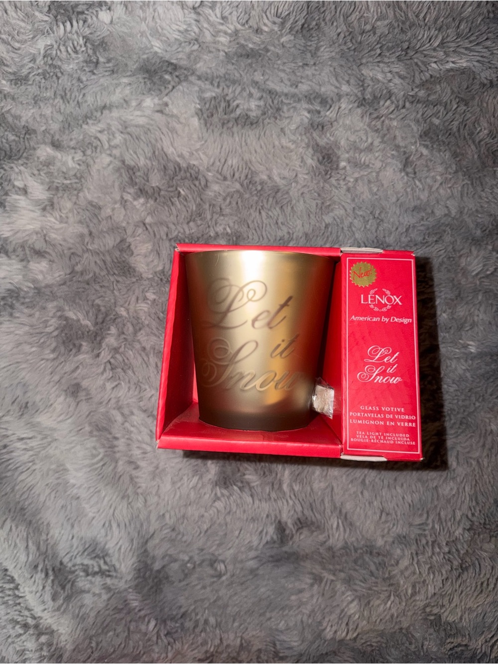 Lenox Gold 'Let It Snow' Votive in Red Box